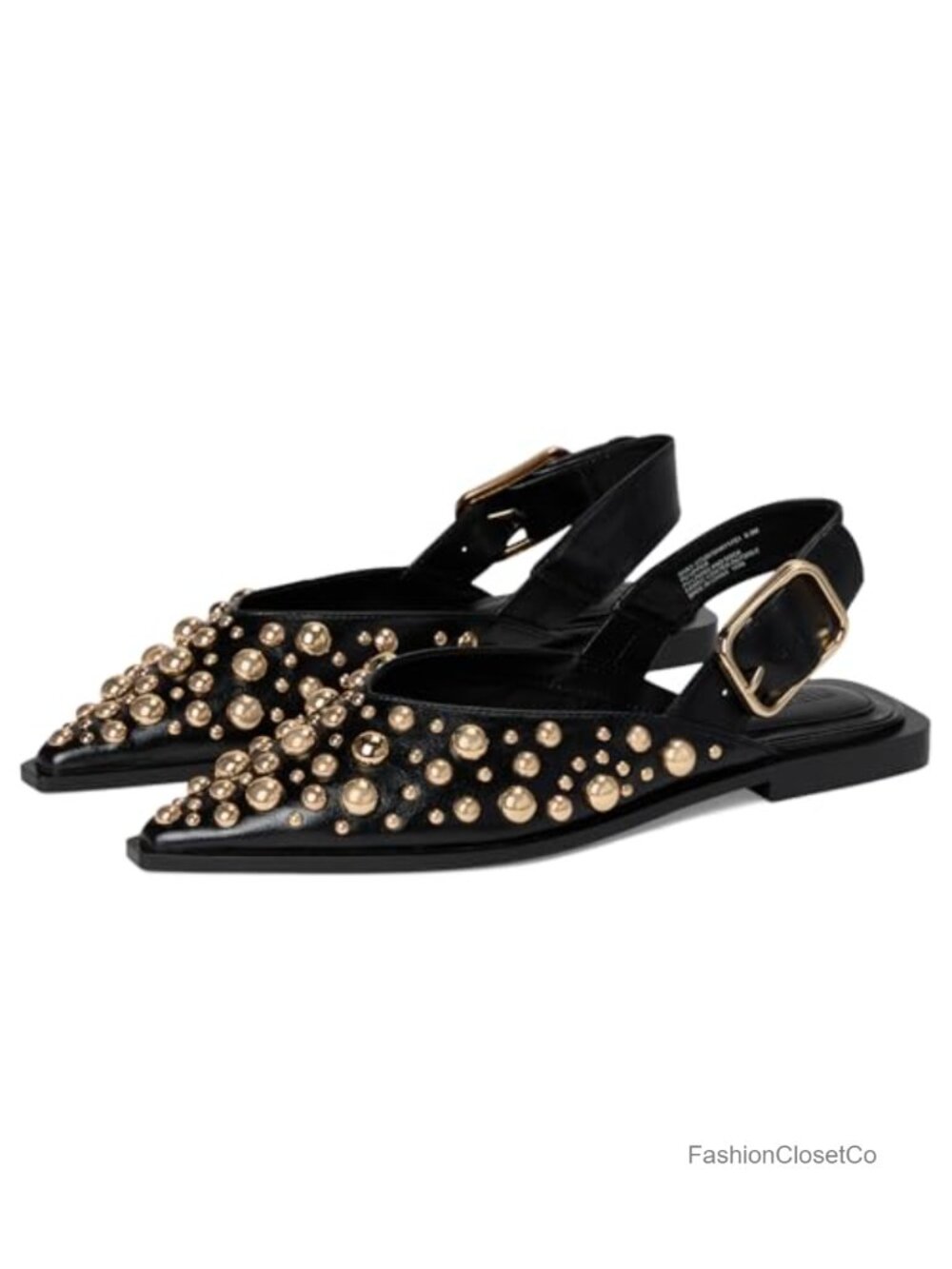 Women's Pointed Toe Slingback Flat Shoes with Buckle - Leather